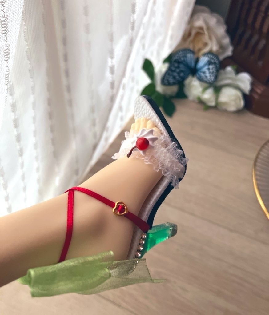 クリームソーダ　緑　B　ヒール足用サンダル