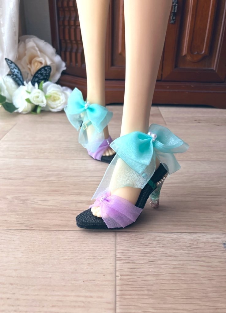 緑×紫　ヒール足用サンダル　