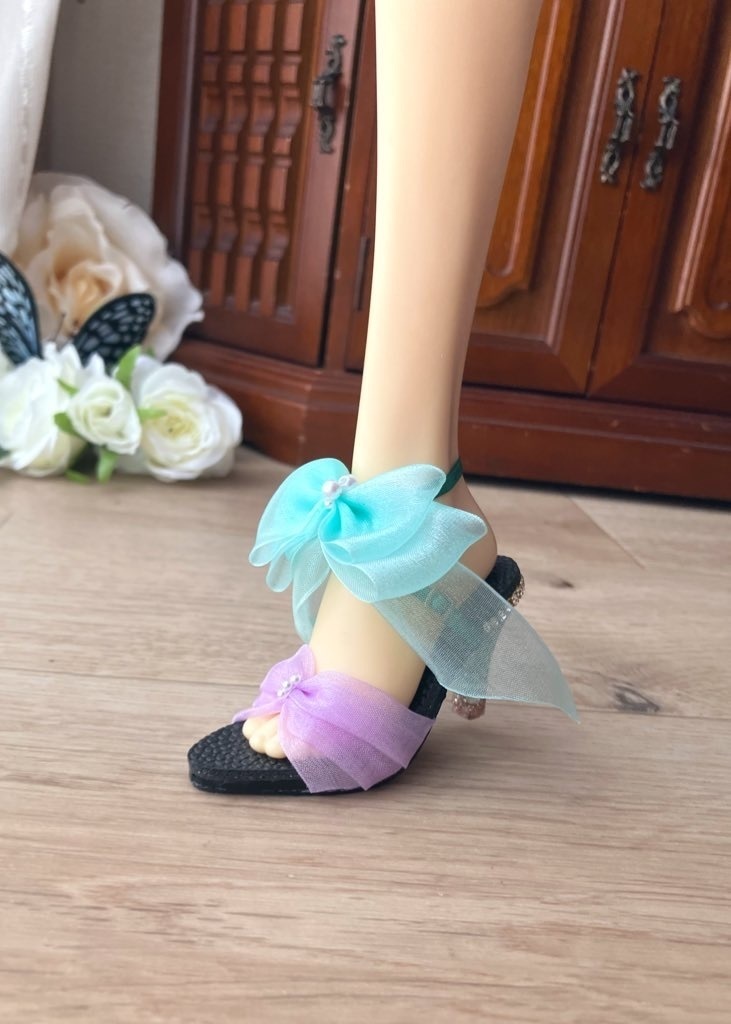 緑×紫　ヒール足用サンダル　