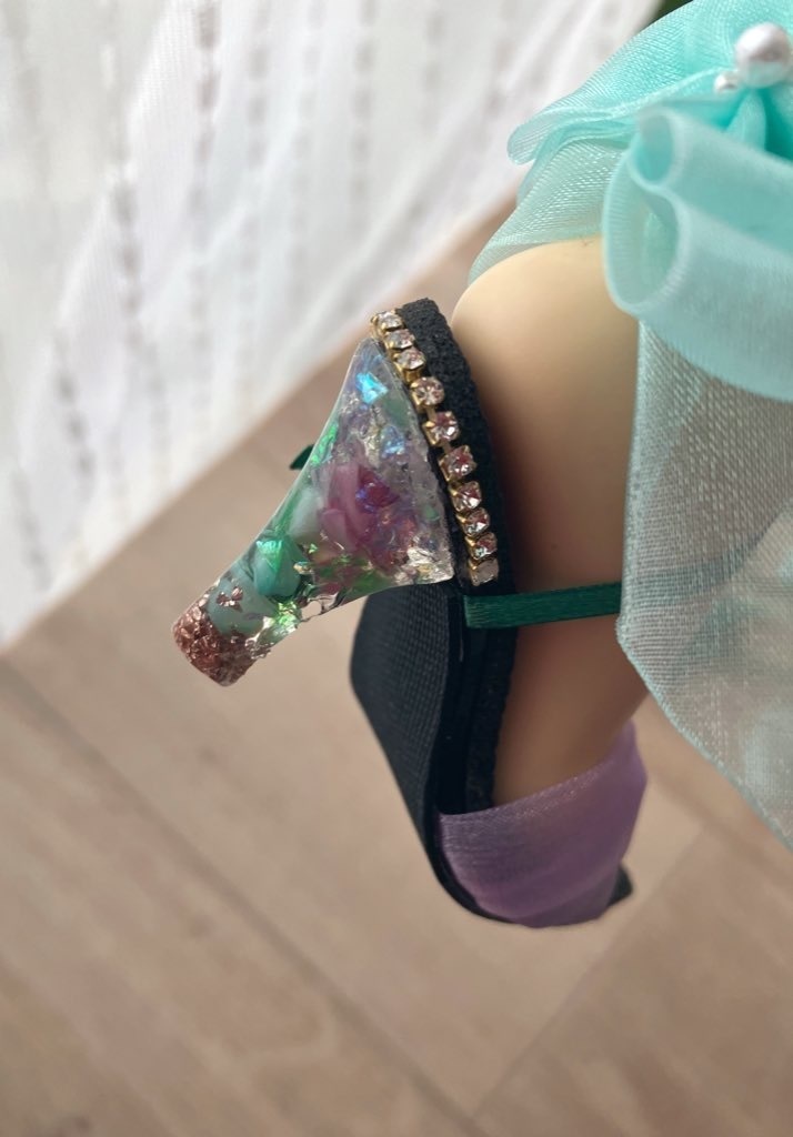 緑×紫　ヒール足用サンダル　