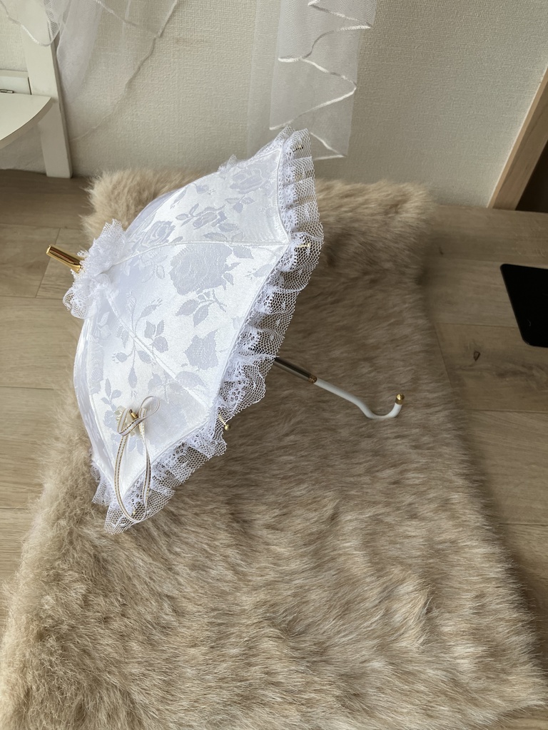 白薔薇のパラソル　全面ジャガード生地仕様
