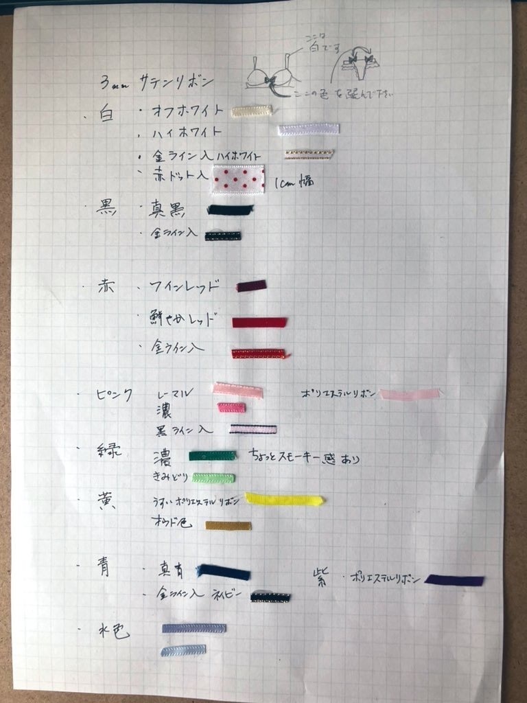 シンプルランジェリー　リボンのカラー＆サイズ（備考記載サイズのみ）選択制