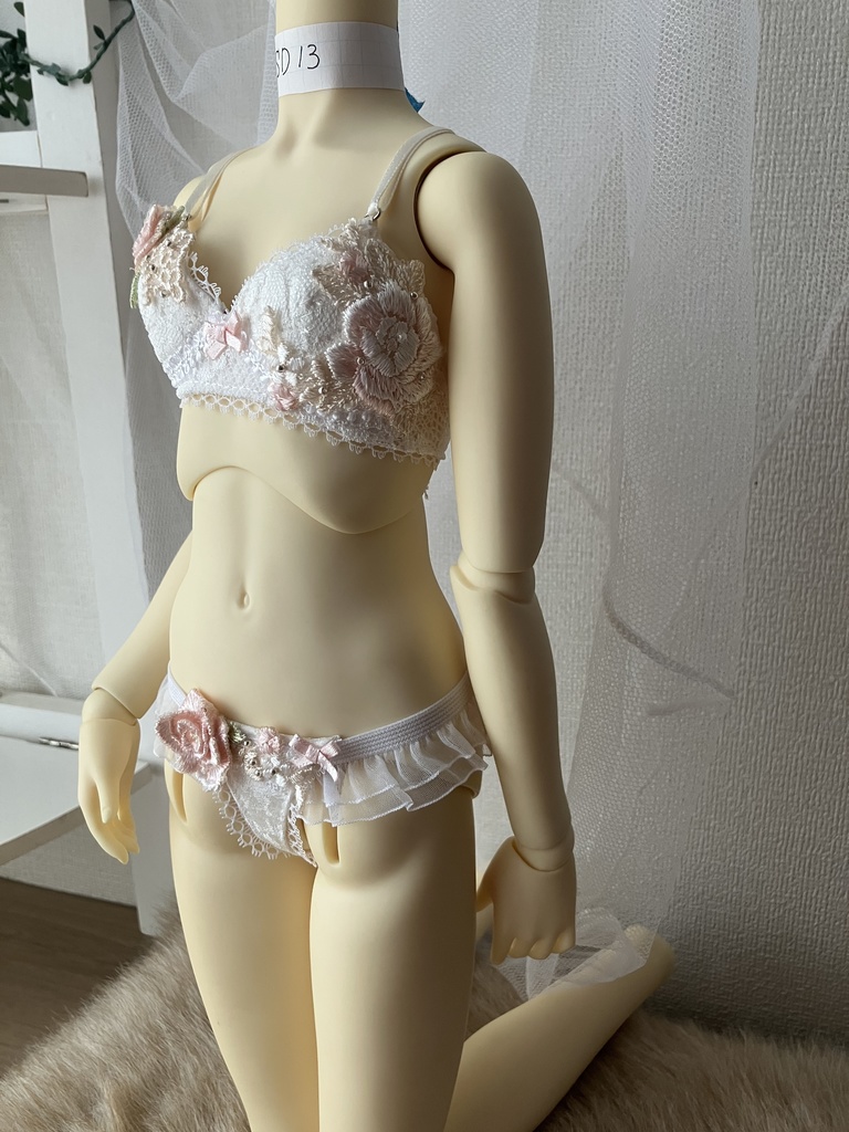 SD13用　花纏うランジェリー　「ピンクローズ」A　胸リボンピンク