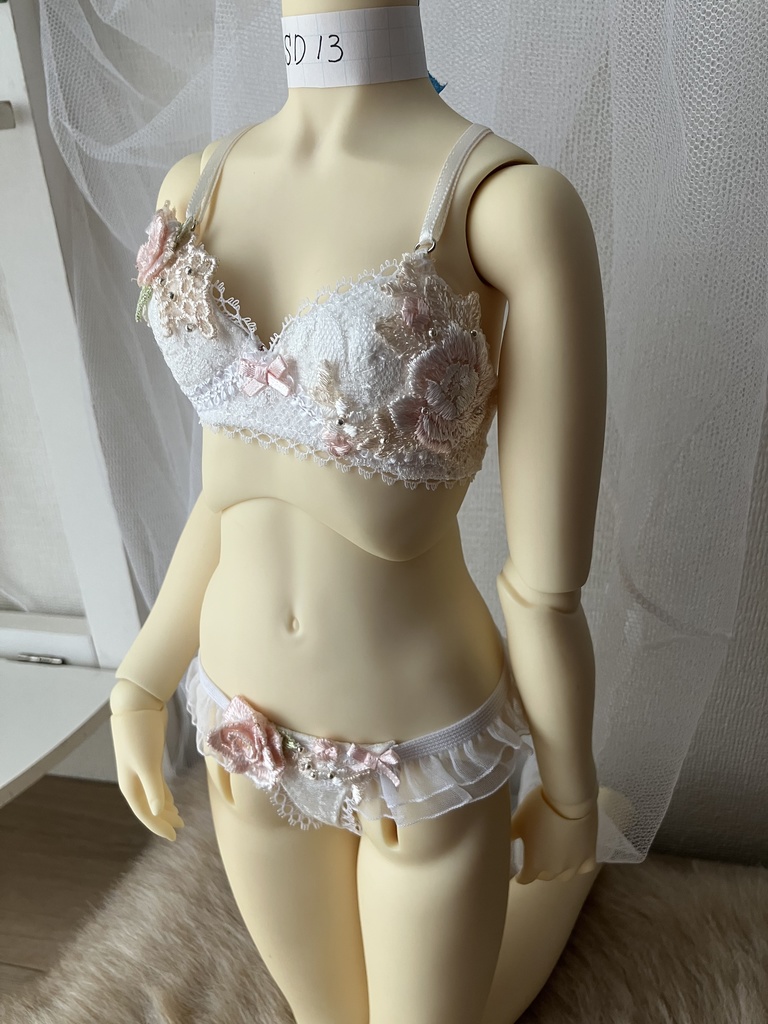 SD13用　花纏うランジェリー　「ピンクローズ」A　胸リボンピンク