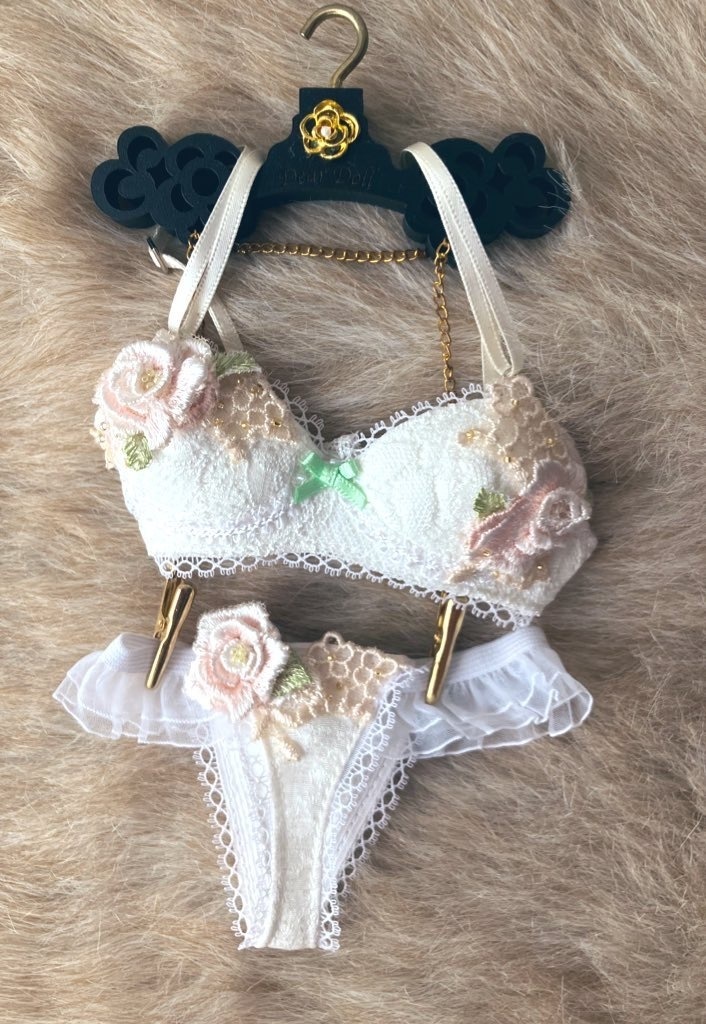 SD13用　花纏うランジェリー　「ピンクローズ」B　胸リボン緑