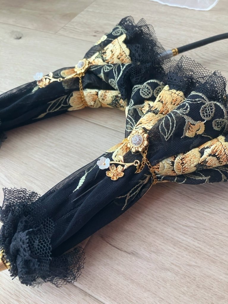 レースパラソル　黄色薔薇刺繍