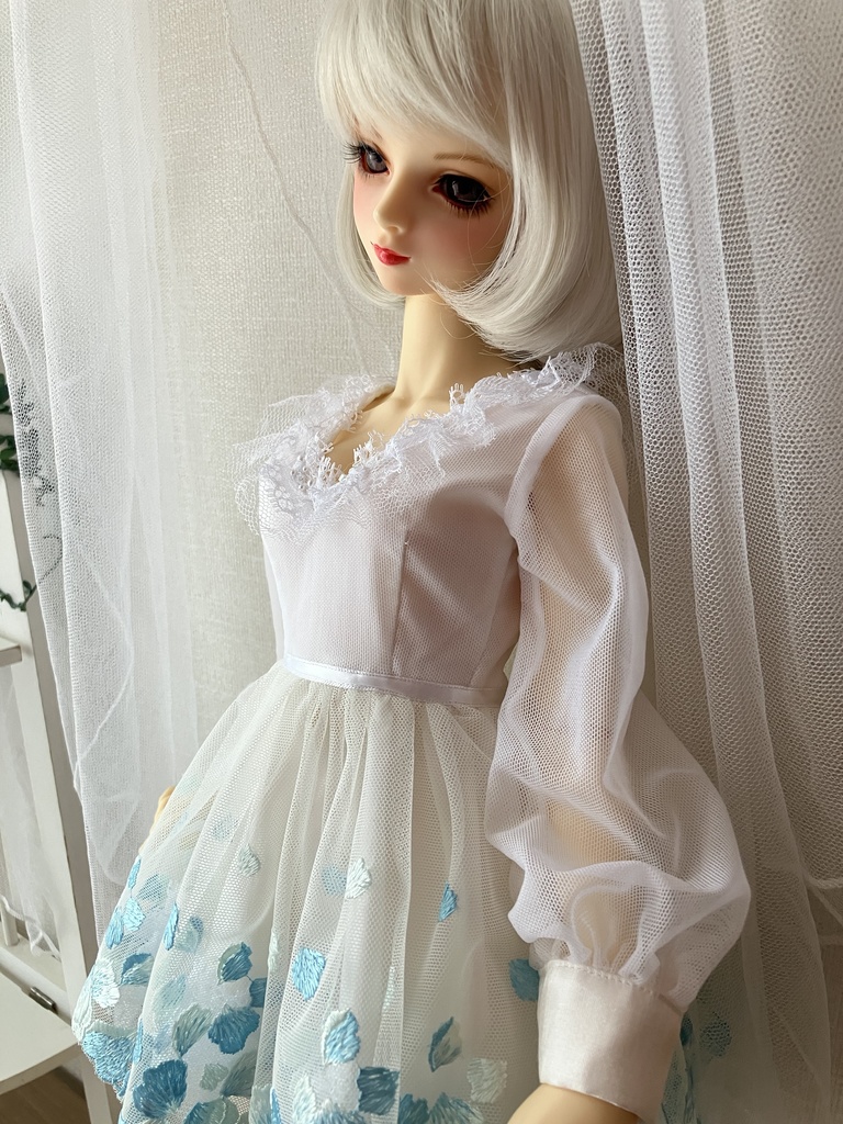 ＳＤ１６.ＤＤＤＹ　花びらワンピース　水色花びら＋パニエ