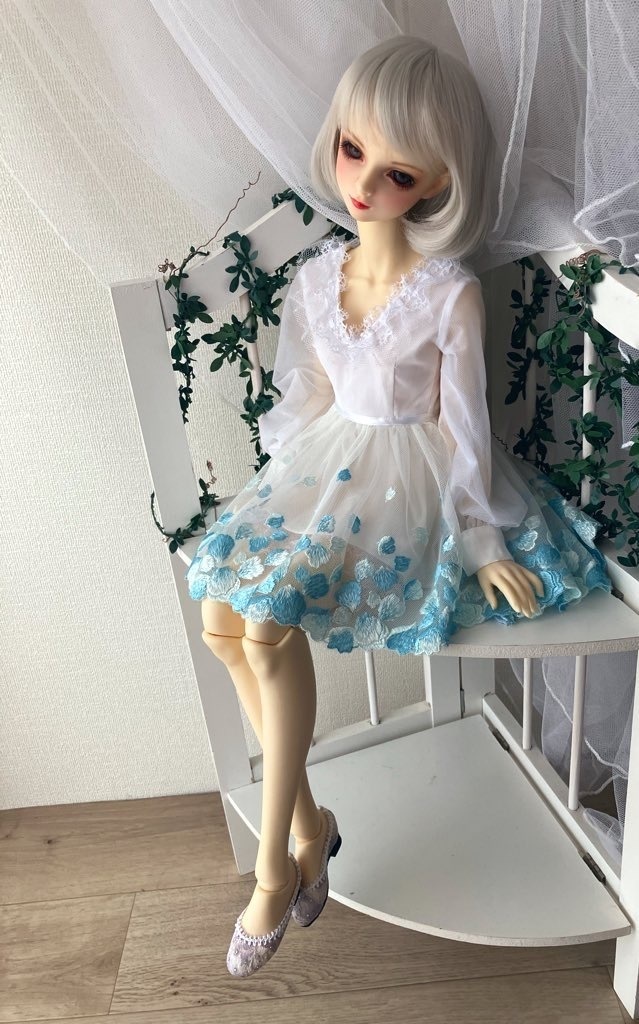 ＳＤ１６.ＤＤＤＹ　花びらワンピース　水色花びら＋パニエ