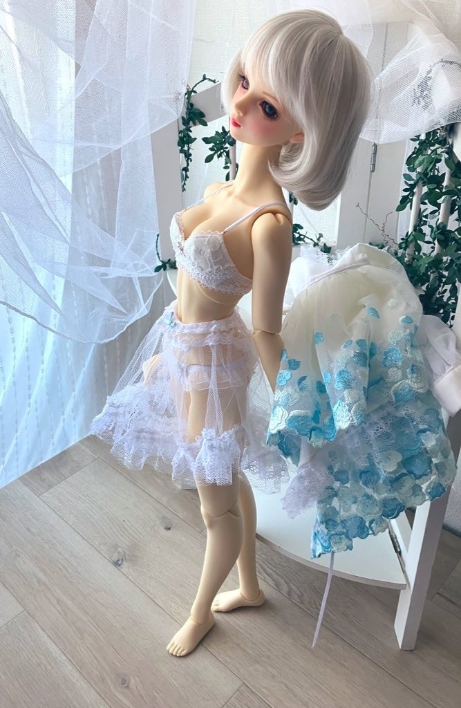 ＳＤ１６.ＤＤＤＹ　花びらワンピース　水色花びら＋パニエ