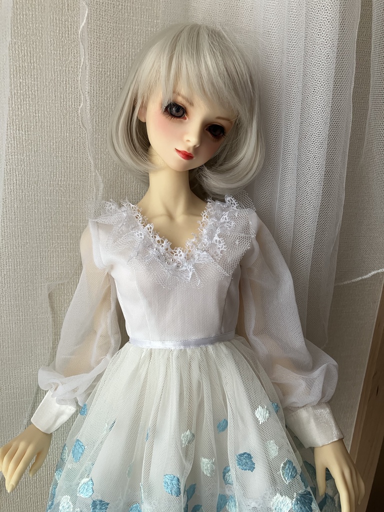 ＳＤ１６.ＤＤＤＹ　花びらワンピース　水色花びら＋パニエ