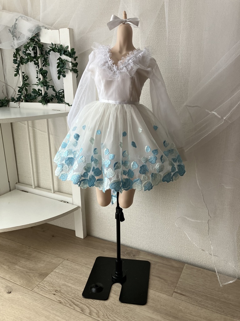 ＳＤ１６.ＤＤＤＹ　花びらワンピース　水色花びら＋パニエ