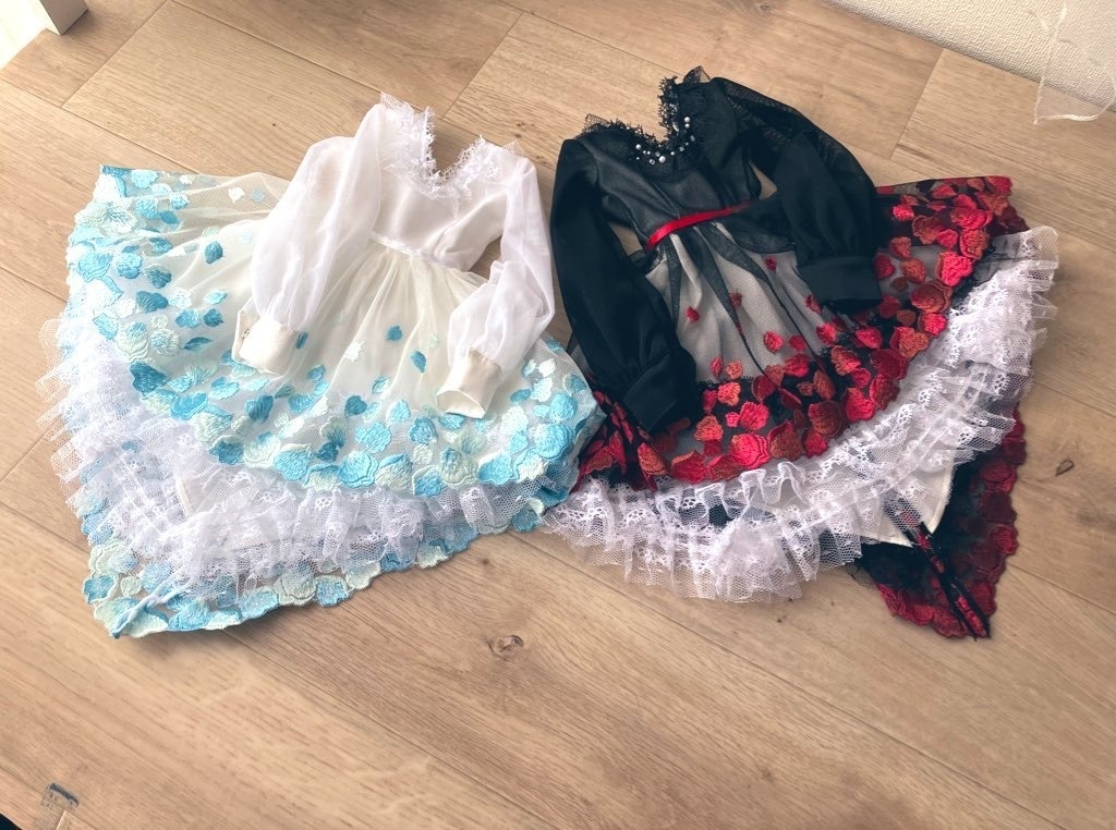 ＳＤ１６.ＤＤＤＹ　花びらワンピース　水色花びら＋パニエ