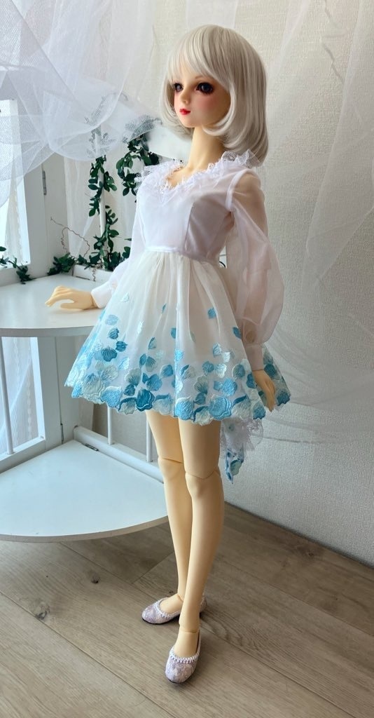 ＳＤ１６.ＤＤＤＹ　花びらワンピース　水色花びら＋パニエ