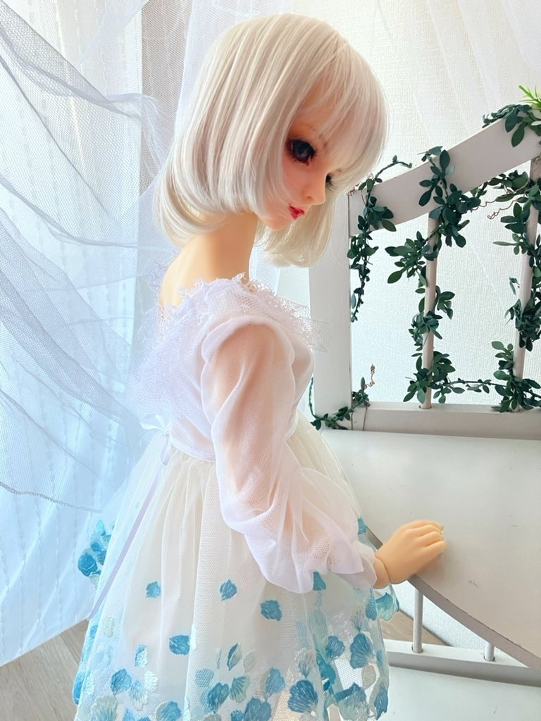 ＳＤ１６.ＤＤＤＹ　花びらワンピース　水色花びら＋パニエ