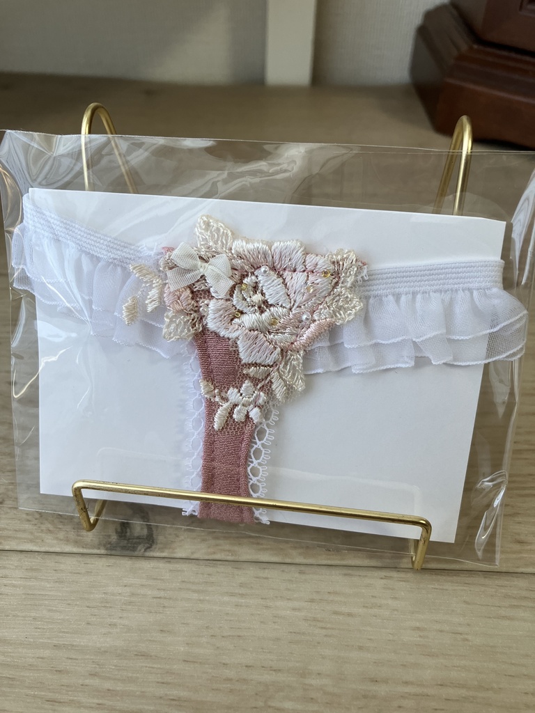 ショーツ　単品　薔薇刺繍くすみピンク