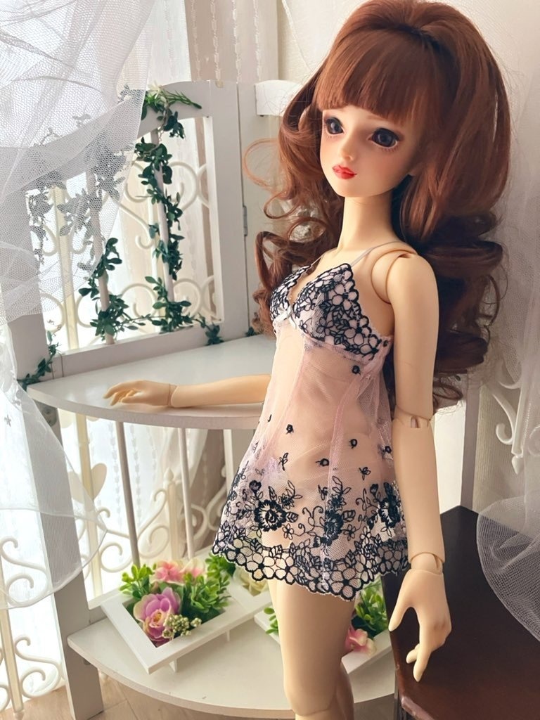 推奨サイズ：DD（M胸）SD13からSD16 　SDgr　スリップドレスショーツセット　花線画刺繍レース