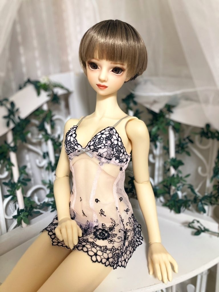 推奨サイズ：DD（M胸）SD13からSD16 　SDgr　スリップドレスショーツセット　花線画刺繍レース