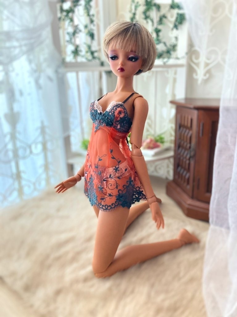 推奨サイズ：DD（M胸）SD13からSD16 　SDgr　スリップドレス　ブラッドオレンジ×黒