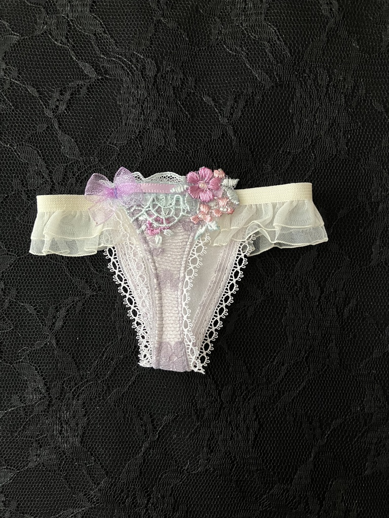 ６０㎝クラスフリーサイズ　ショーツ単品　紫×緑　B:紫の小花がメインのVer