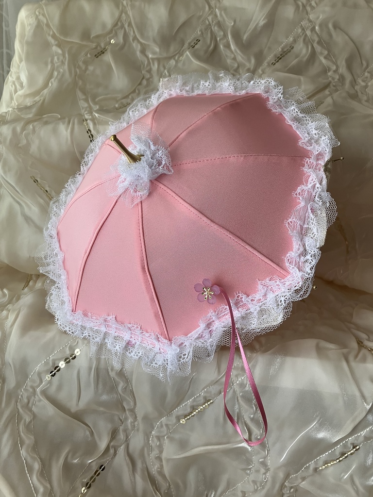 内側全面桜のチュールレース　濃いめピンクの花刺繍