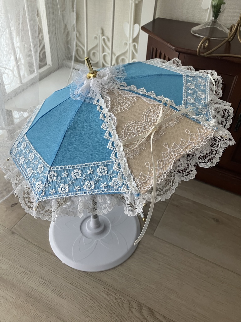 A:ドレス風パラソル　水色　簡易収納袋つき　