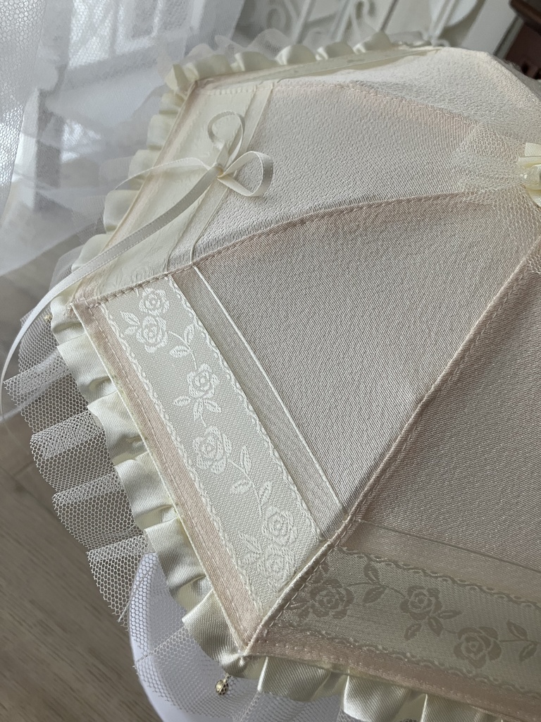薔薇のリボン　ベージュ　パラソル　簡易収納袋付き