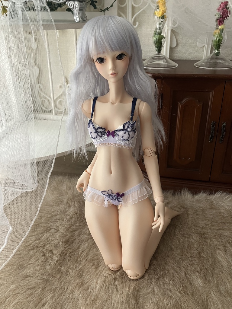 エンジェルフィリア（Hボディ）専用　ブラ＋ショーツ　シルバーリボン