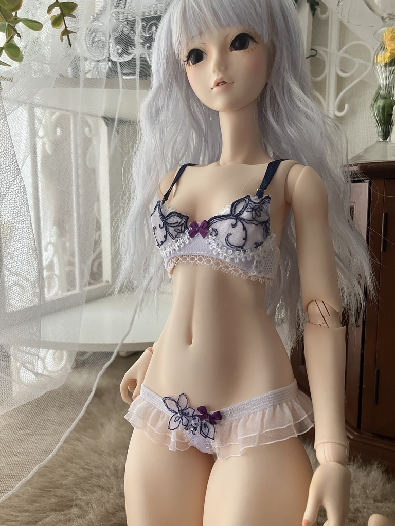 エンジェルフィリア（Hボディ）専用　ブラ＋ショーツ　シルバーリボン
