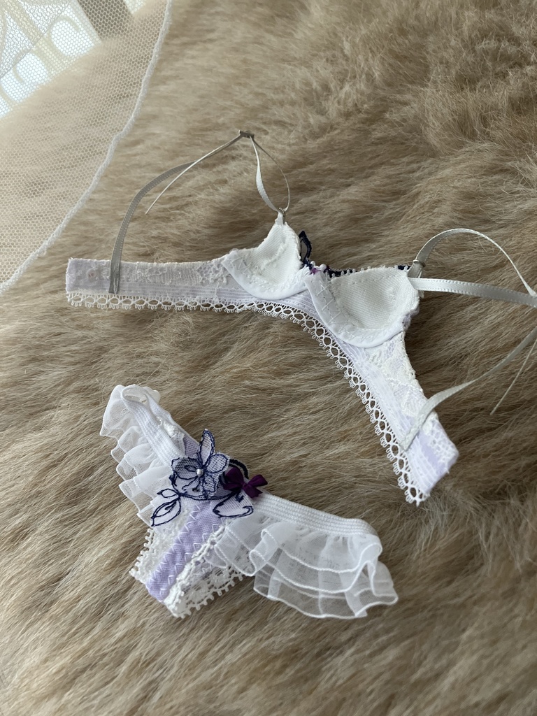 エンジェルフィリア（Hボディ）専用　ブラ＋ショーツ　シルバーリボン