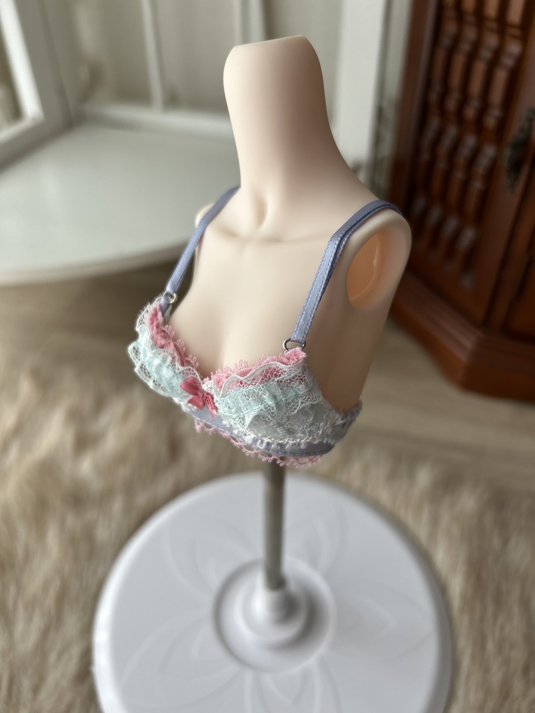 MDD　ランジェリーセット　水色と差し色ピンク　S/M胸用