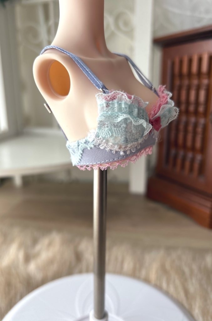 MDD　ランジェリーセット　水色と差し色ピンク　S/M胸用