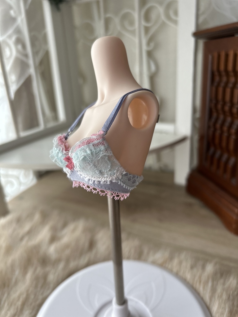 MDD　ランジェリーセット　水色と差し色ピンク　S/M胸用