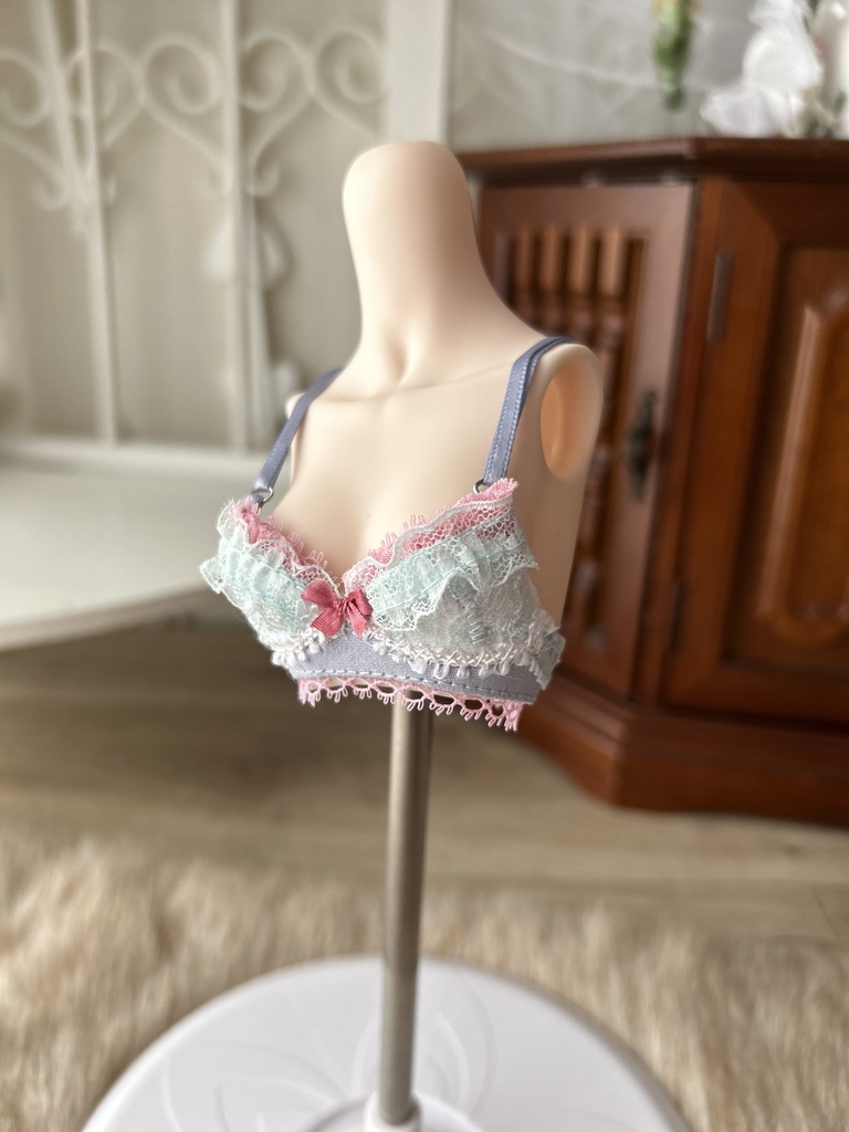 MDD　ランジェリーセット　水色と差し色ピンク　S/M胸用
