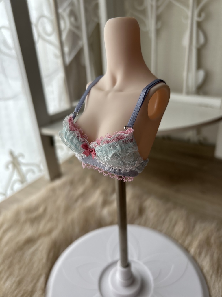 MDD　ランジェリーセット　水色と差し色ピンク　S/M胸用