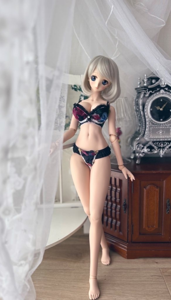 DDDY　黒ベース多色プリントレース　A:リボン