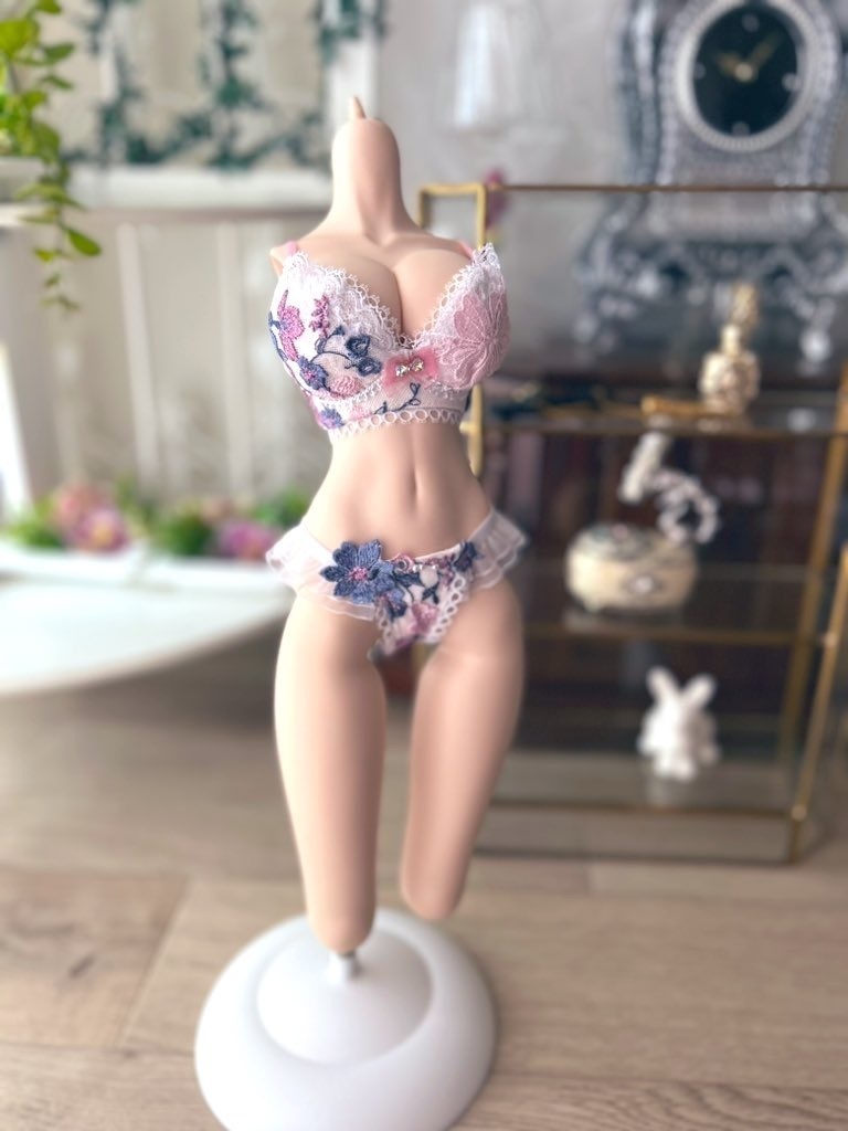 DDDY　ピンクベース　青とピンクの花　A:ビジューリボン
