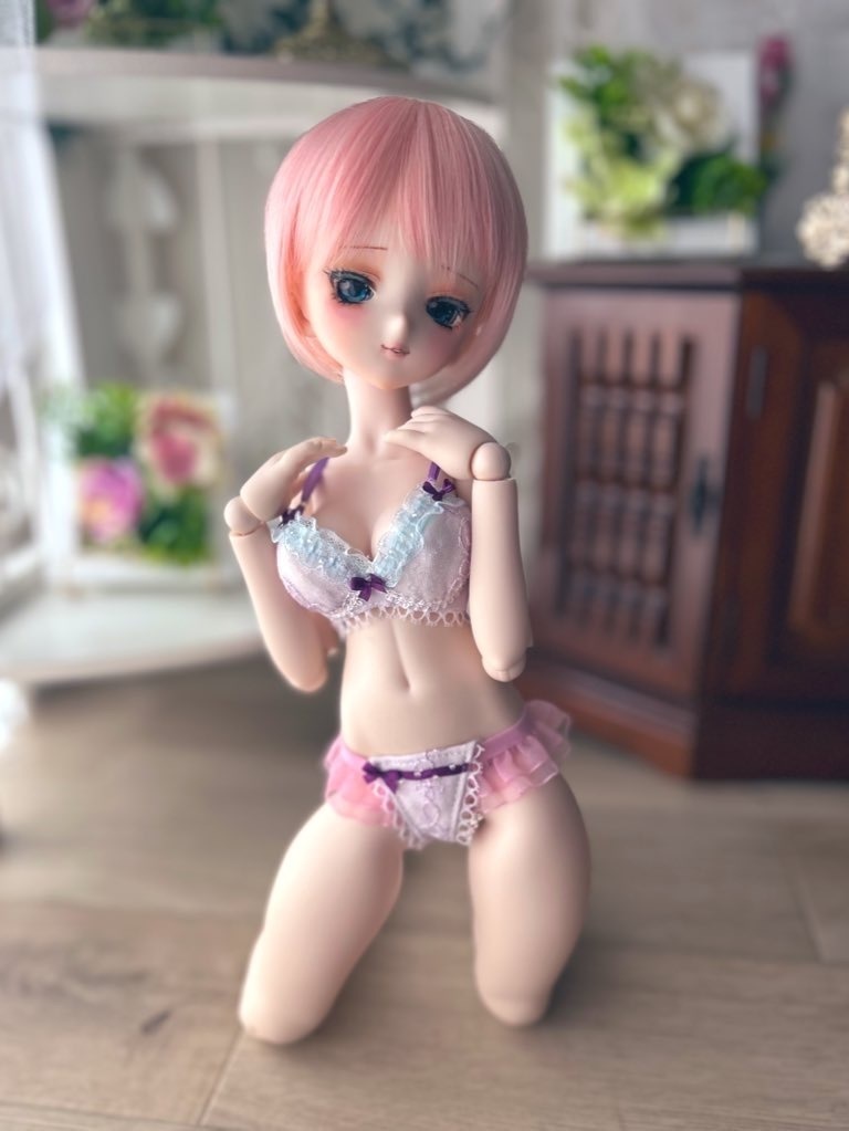 MDD  L胸用 ランジェ―リー　水色フリル紫リボン①　
