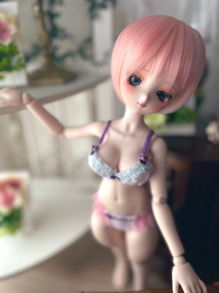 MDD  L胸用 ランジェ―リー　水色フリル紫リボン①　