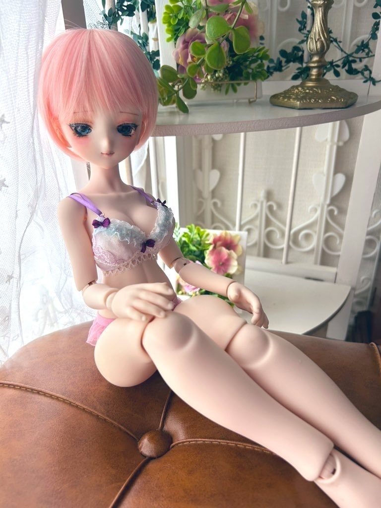 MDD  L胸用 ランジェ―リー　水色フリル紫リボン①　