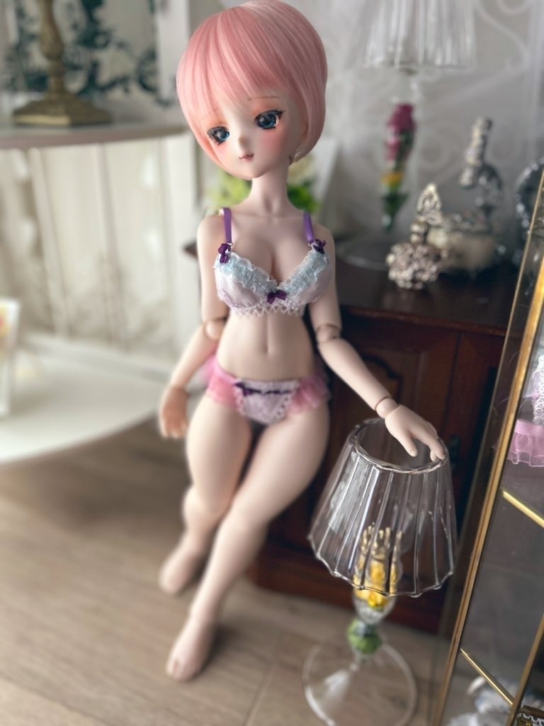 MDD  L胸用 ランジェ―リー　水色フリル紫リボン①　