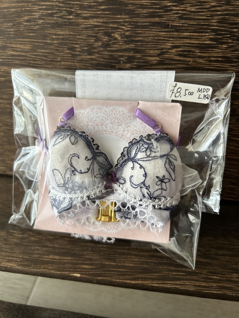 MDD　L胸　紫ベース線画レース　ランジェリーセット