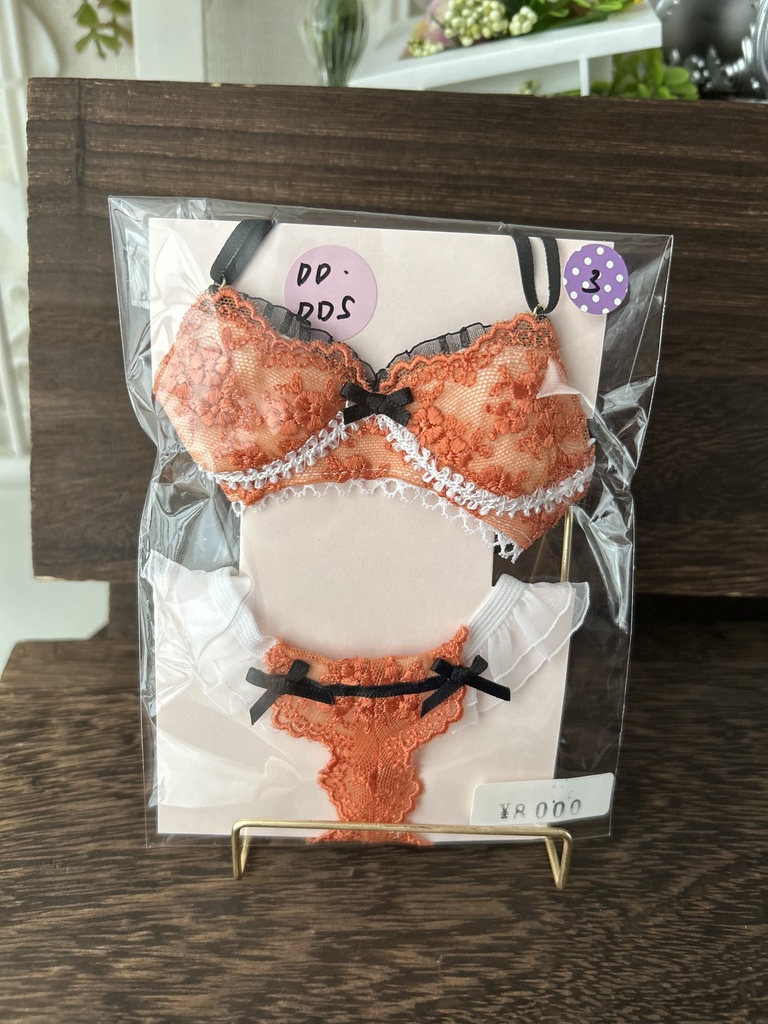 DD/DDS　M胸専用　ランジェリーセット　オレンジ×黒　③