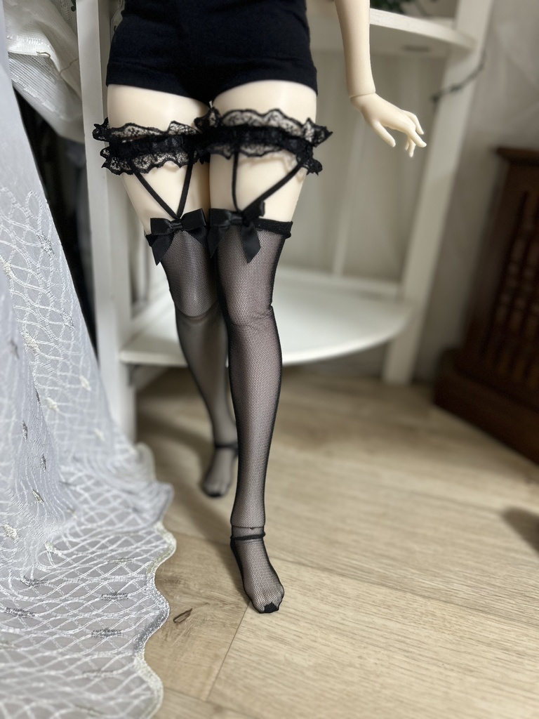 黒リボン　黒無地　ニーハイストッキング【AsleepEidolon ・ 軟綿体・1/3 専用】