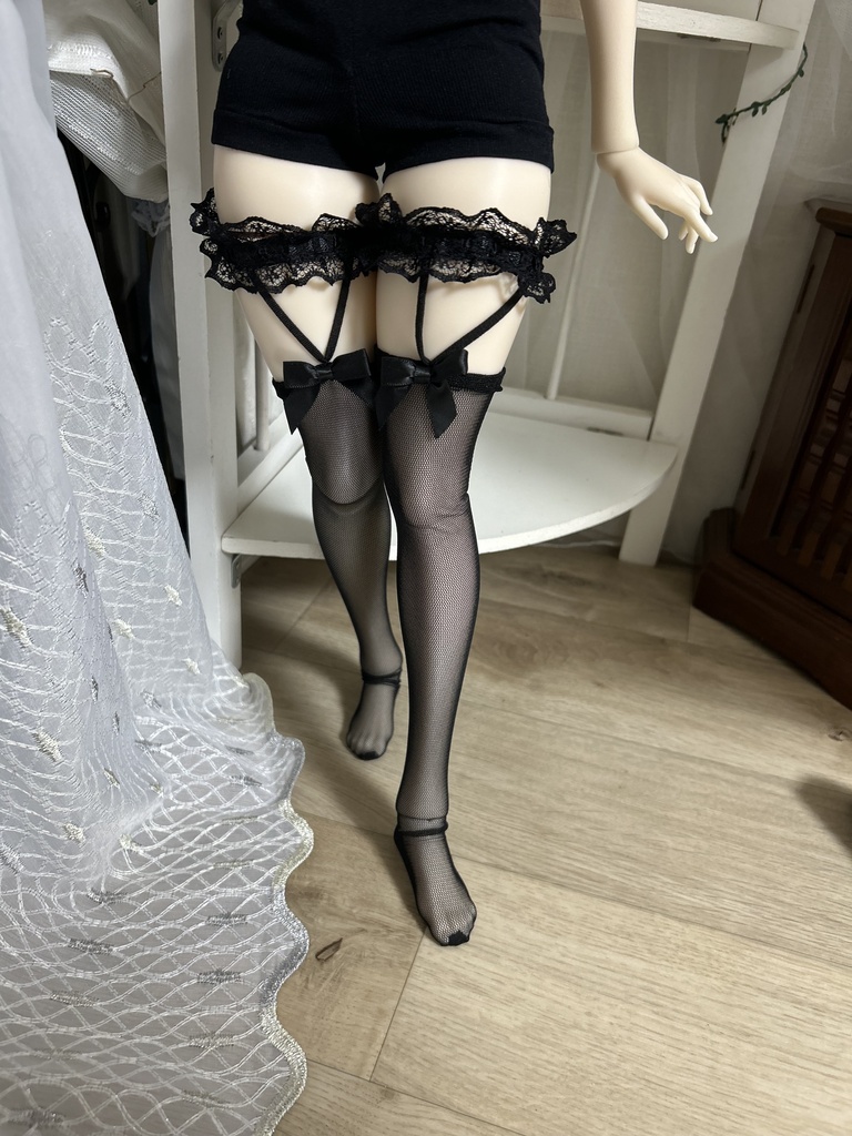 黒リボン　黒無地　ニーハイストッキング【AsleepEidolon ・ 軟綿体・1/3 専用】