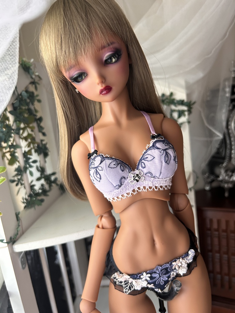 　DD M胸　紫　つた模様ランジェリーセット