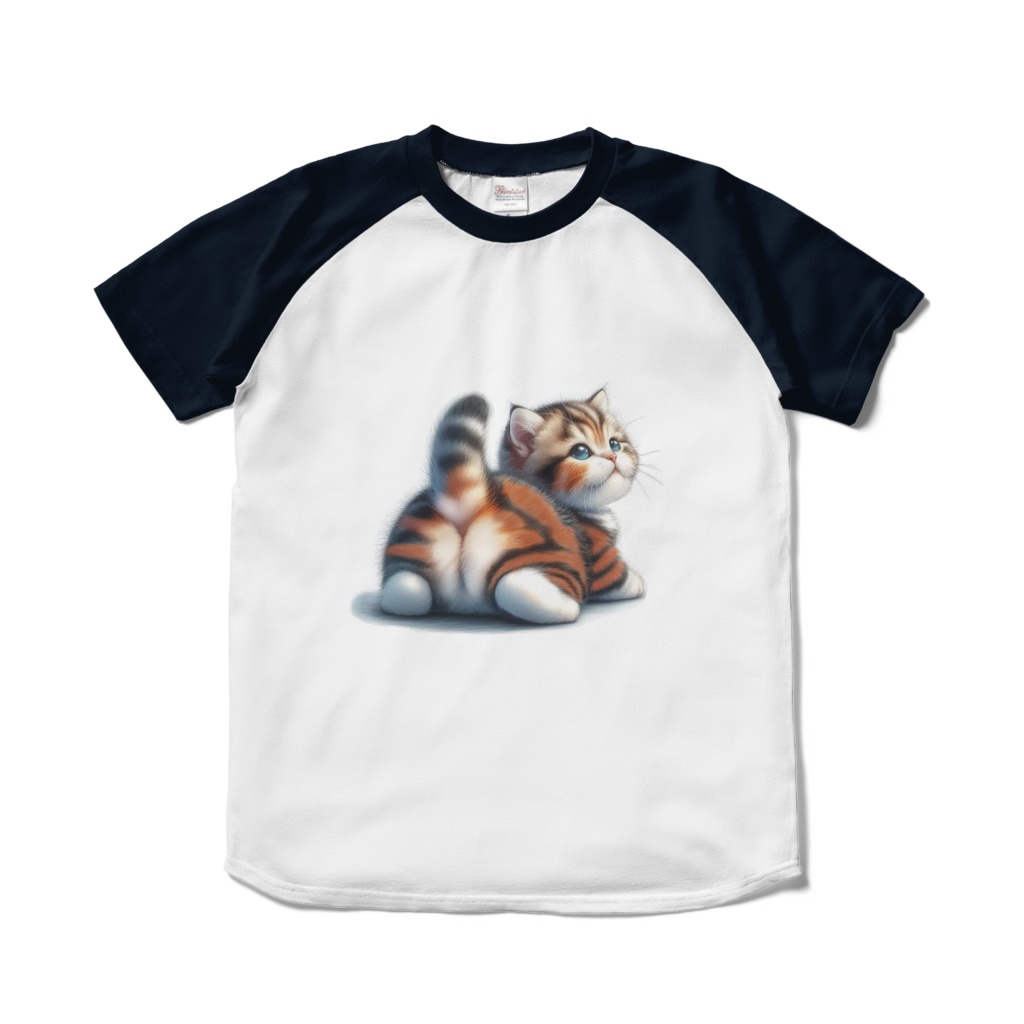 にゃんこ日和シリーズ*プリプリおしりのキジトラベイビーラグランTシャツ