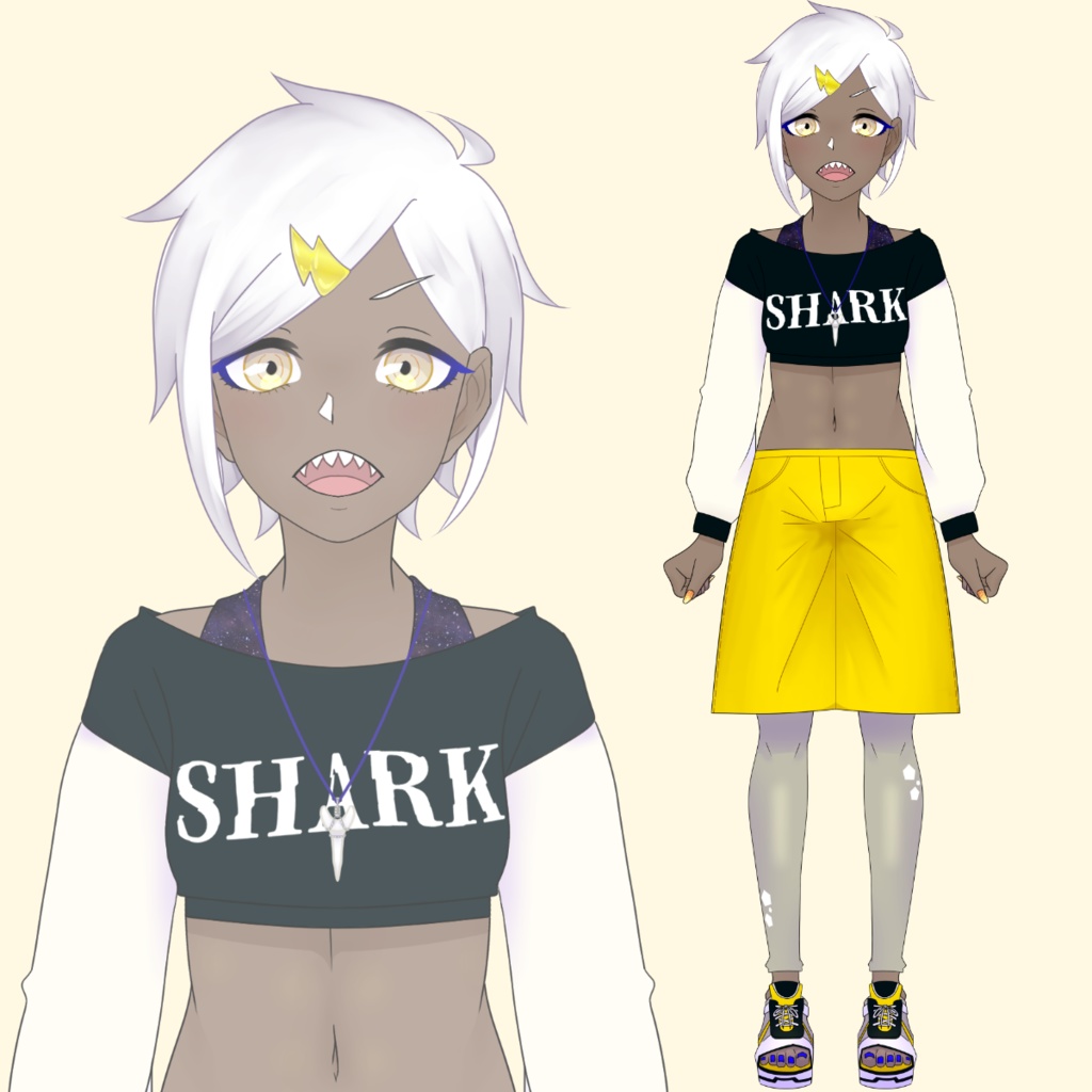 【パーツ分け済みPSD】シロワニモチーフ女の子【Live2D練習用】