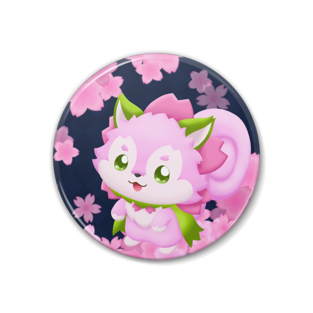 桜を見上げるチェリスの缶バッジ