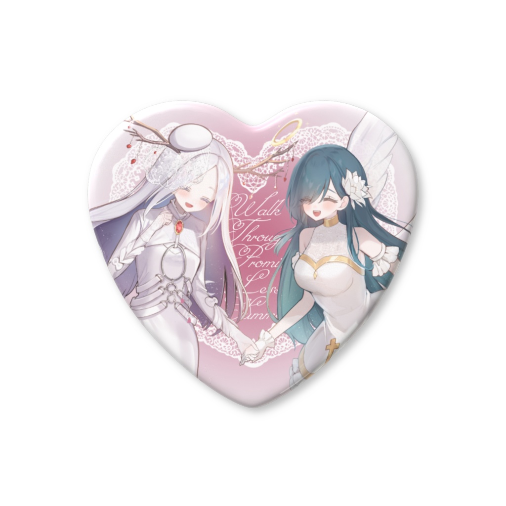 【約束のないあの夏を歩く】仲良しハート缶バッジ-紅いろ