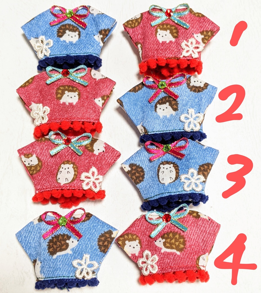 送料無料!10cmぬいのハリネズミの服セット。